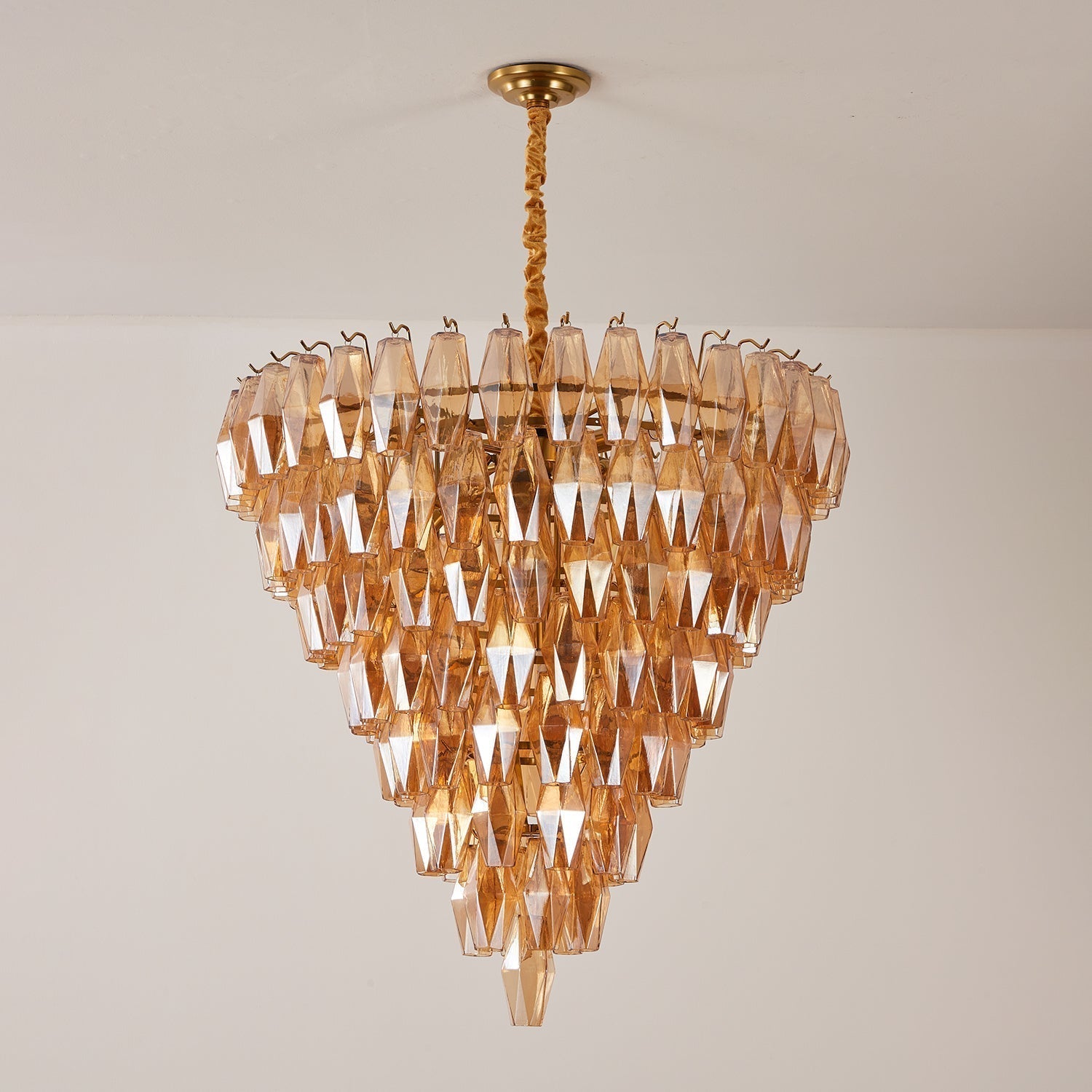 Orinelle Lustre Cascade en Verre Luxueux