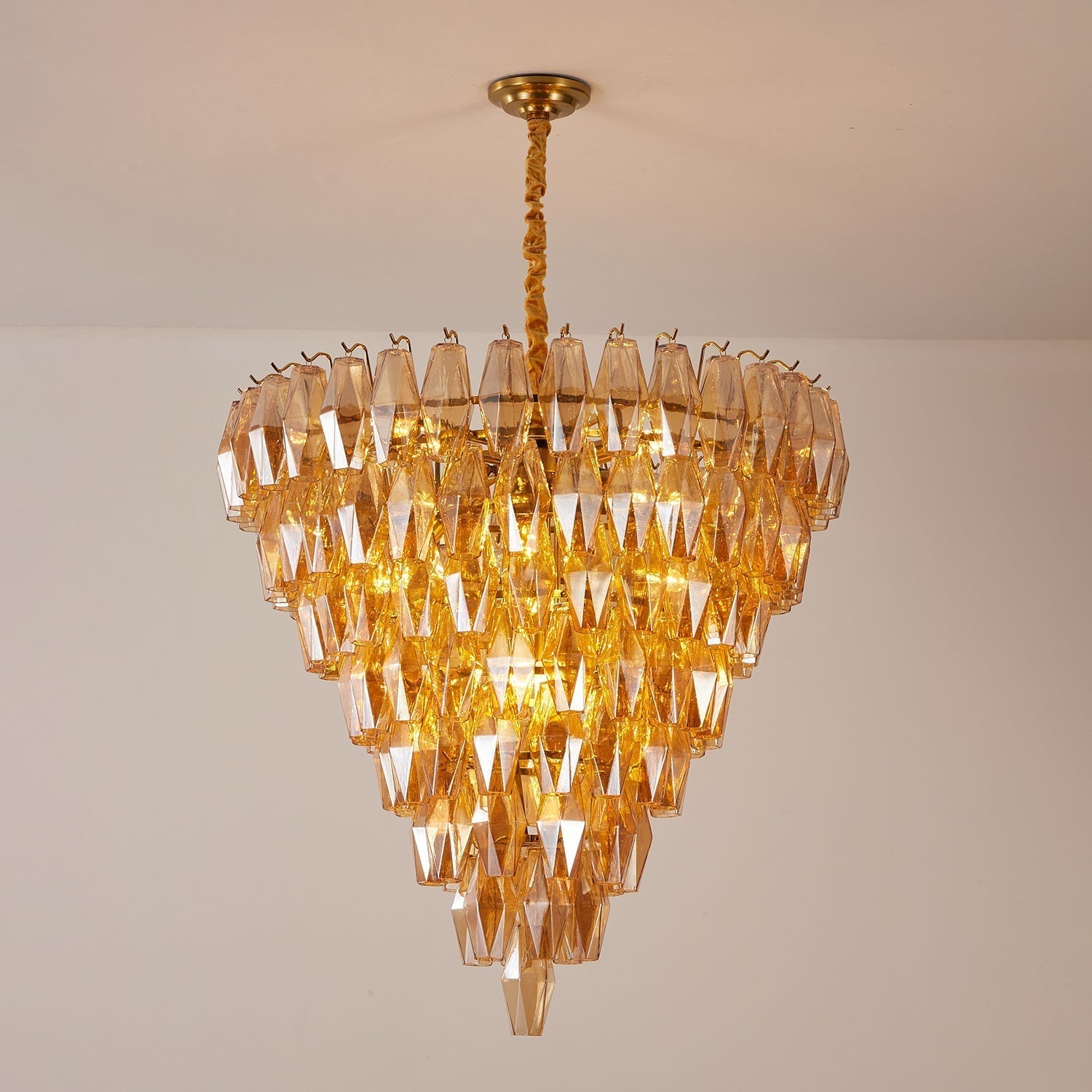 Orinelle Lustre Cascade en Verre Luxueux