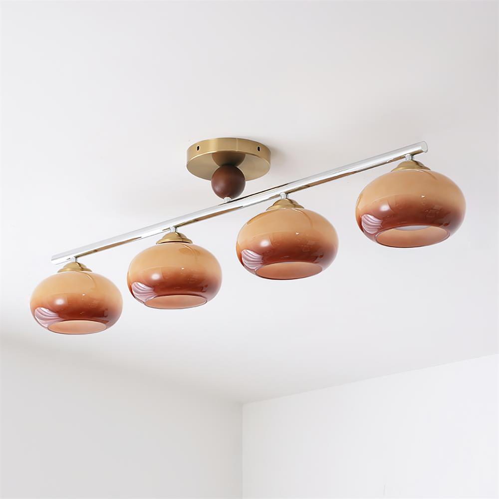 Aubrelle Plafonnier Globe 4 Lumières Verre Ambre