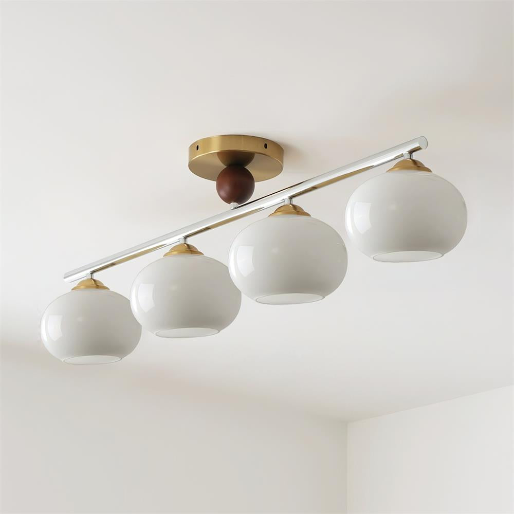 Aubrelle Plafonnier Globe 4 Lumières Verre Ambre