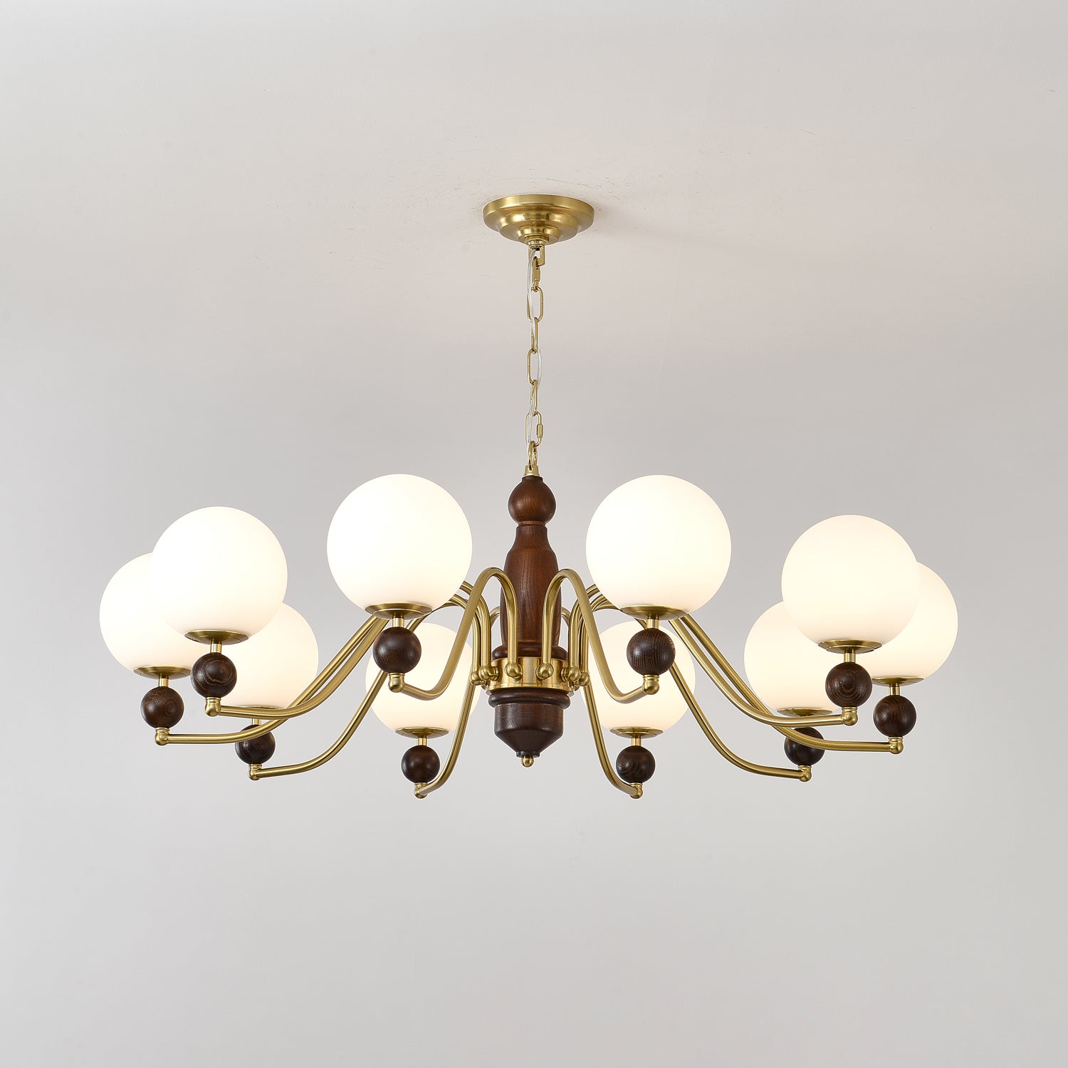 Lustra Lustre Bois Laiton Globe