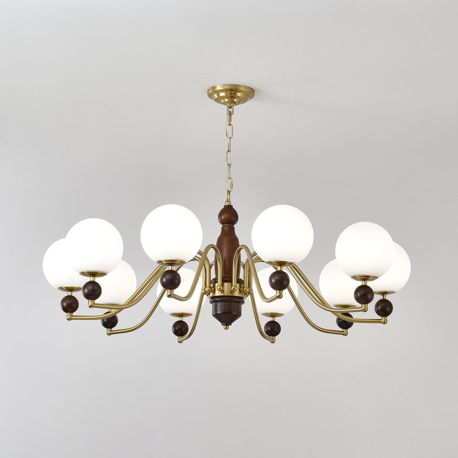 Lustra Lustre Bois Laiton Globe