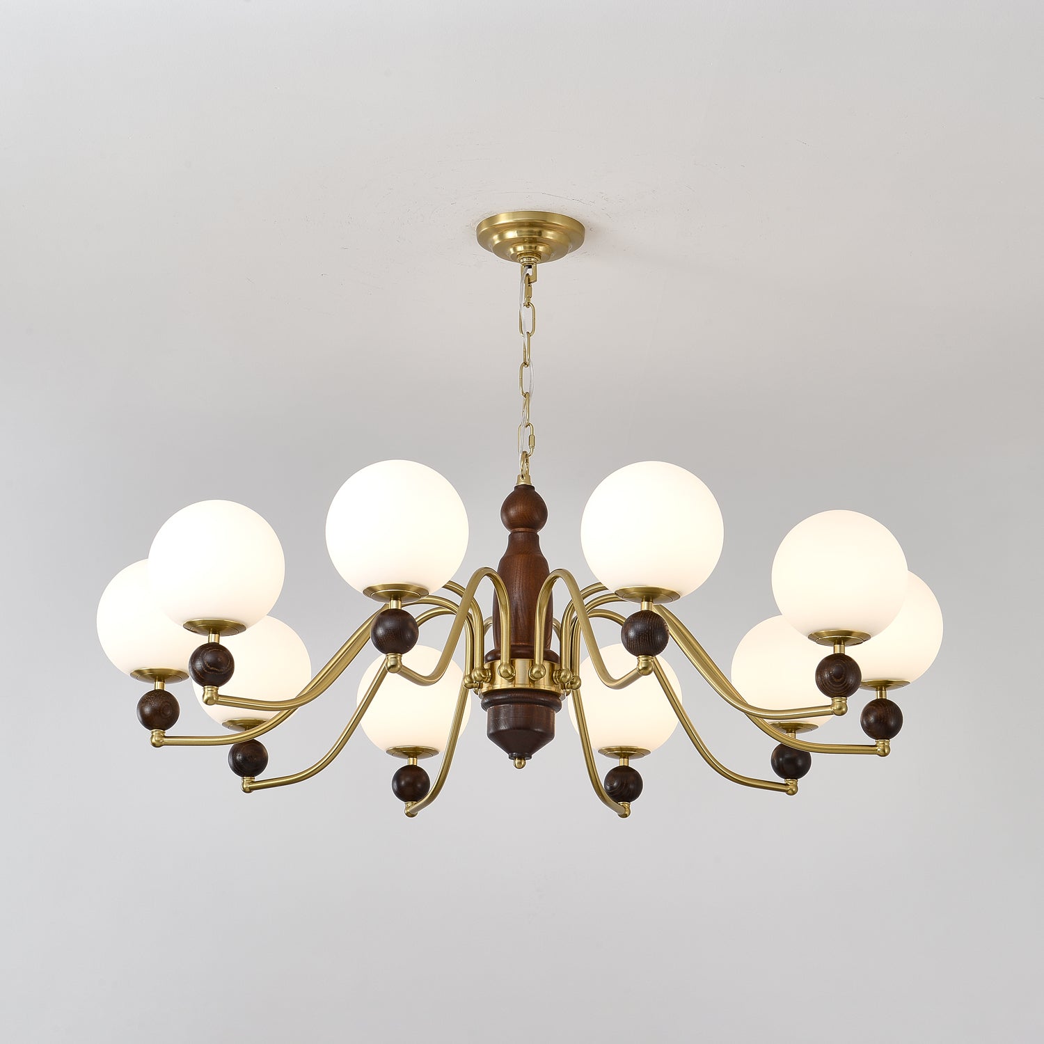 Lustra Lustre Bois Laiton Globe