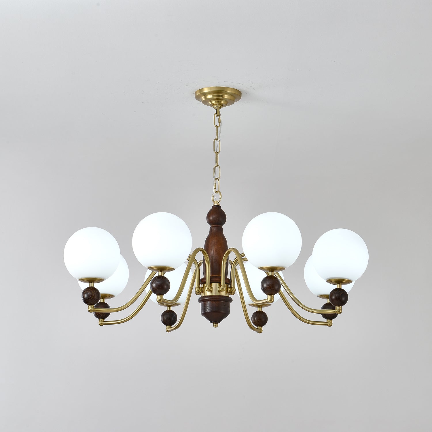 Lustra Lustre Bois Laiton Globe