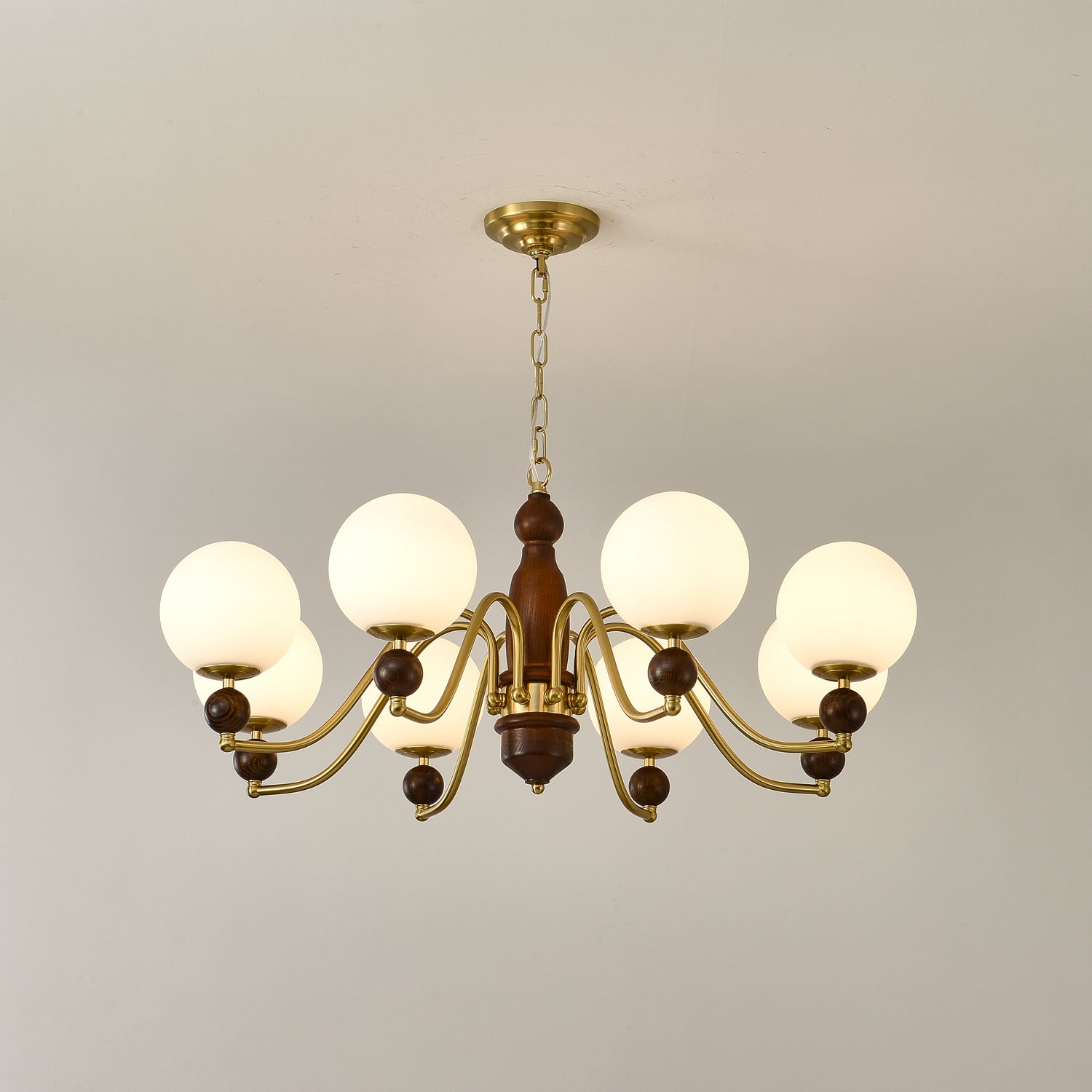 Lustra Lustre Bois Laiton Globe