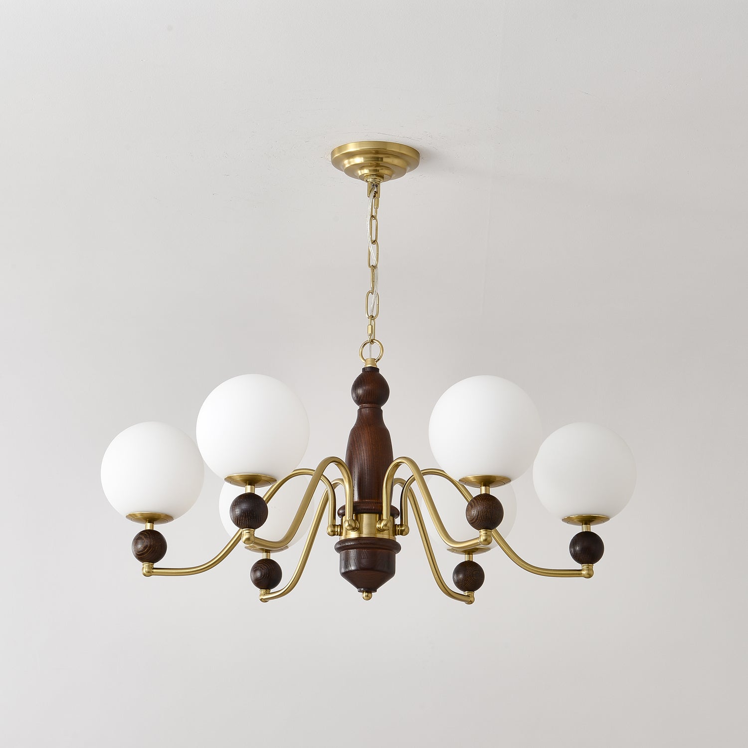Lustra Lustre Bois Laiton Globe