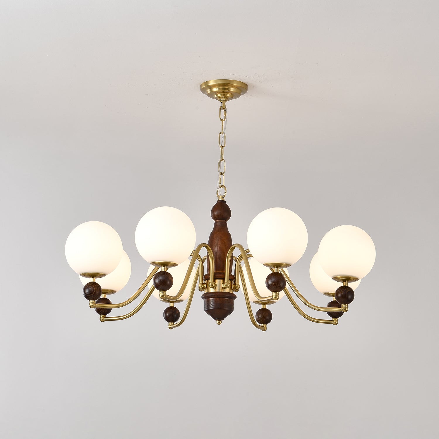 Lustra Lustre Bois Laiton Globe