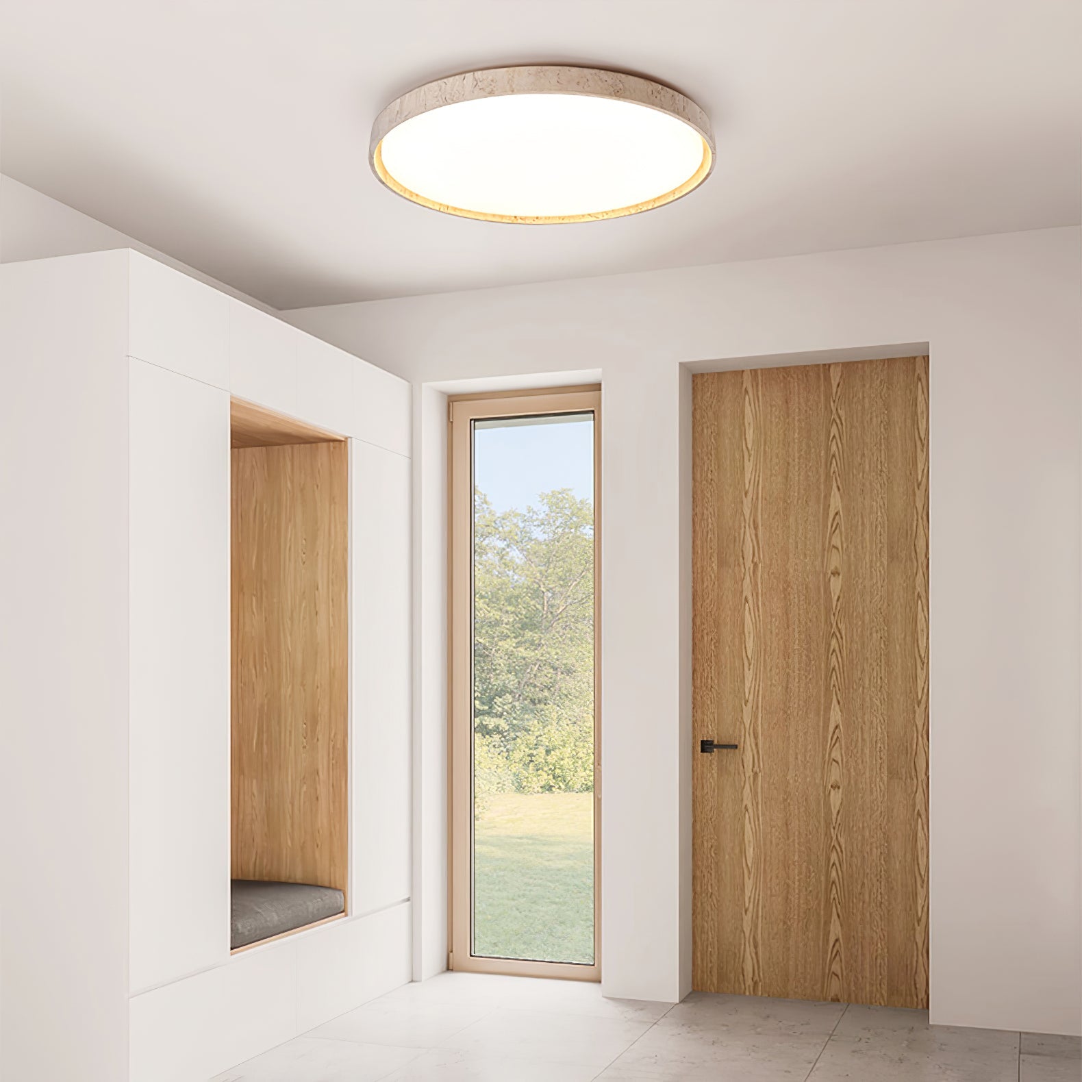 Kathy Lumière de Plafond Ronde en Travertin
