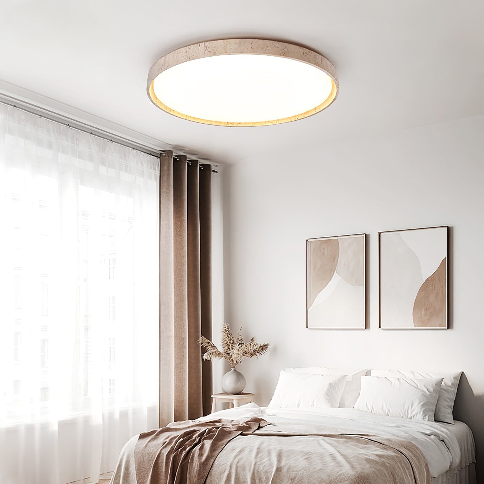 Kathy Lumière de Plafond Ronde en Travertin