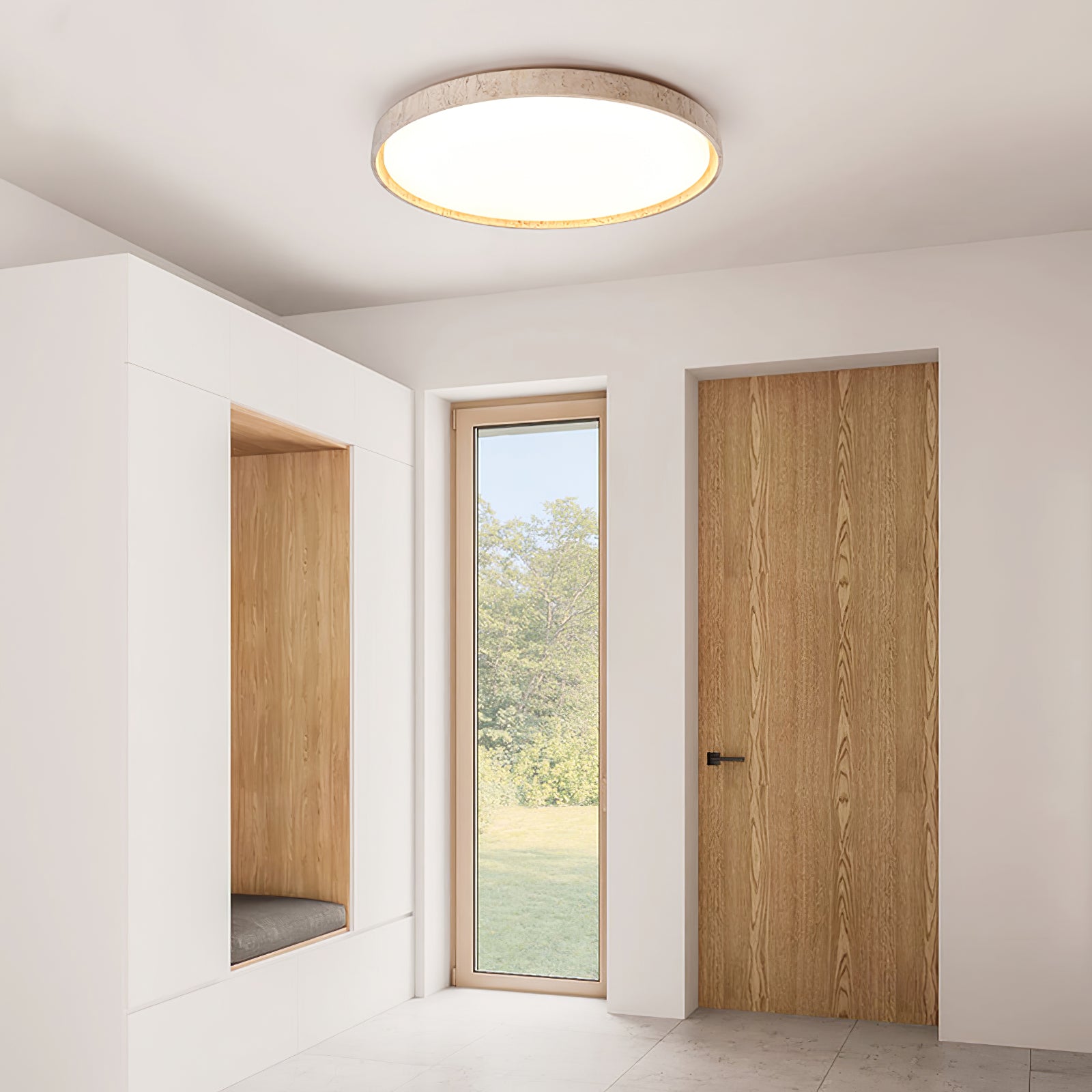 Kathy Lumière de Plafond Ronde en Travertin