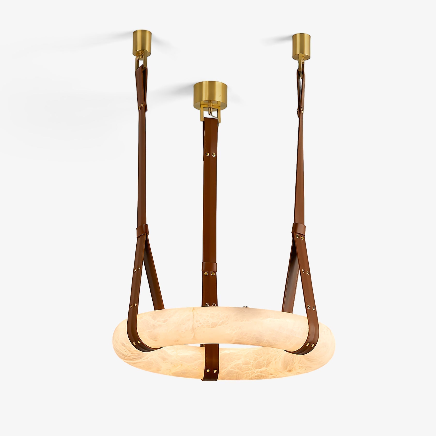 Suspension Alabaster Ring Triple lanières en cuir Nordic Luxe