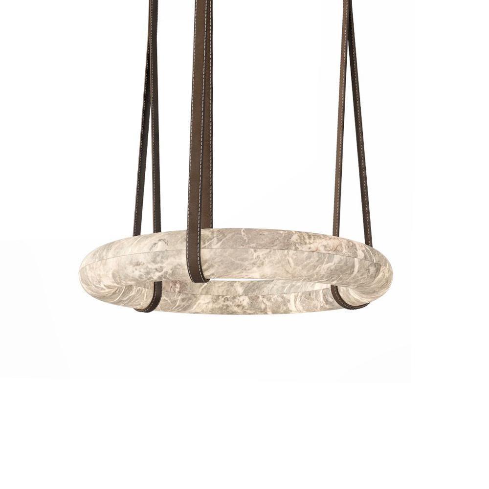 Suspension Alabaster Ring Triple lanières en cuir Nordic Luxe