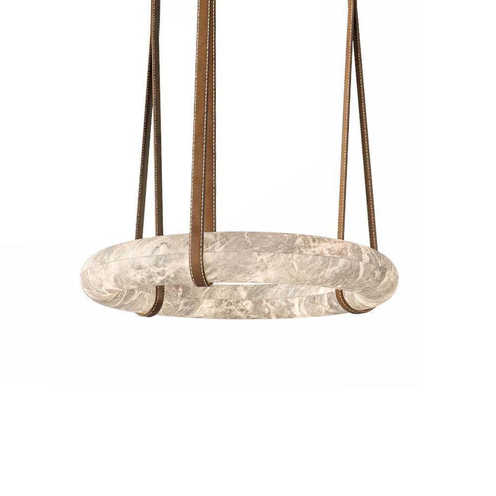 Suspension Alabaster Ring Triple lanières en cuir Nordic Luxe