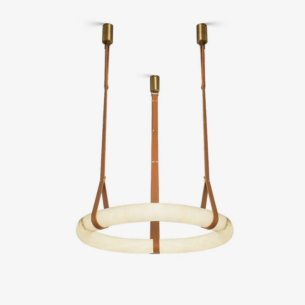 Suspension Alabaster Ring Triple lanières en cuir Nordic Luxe