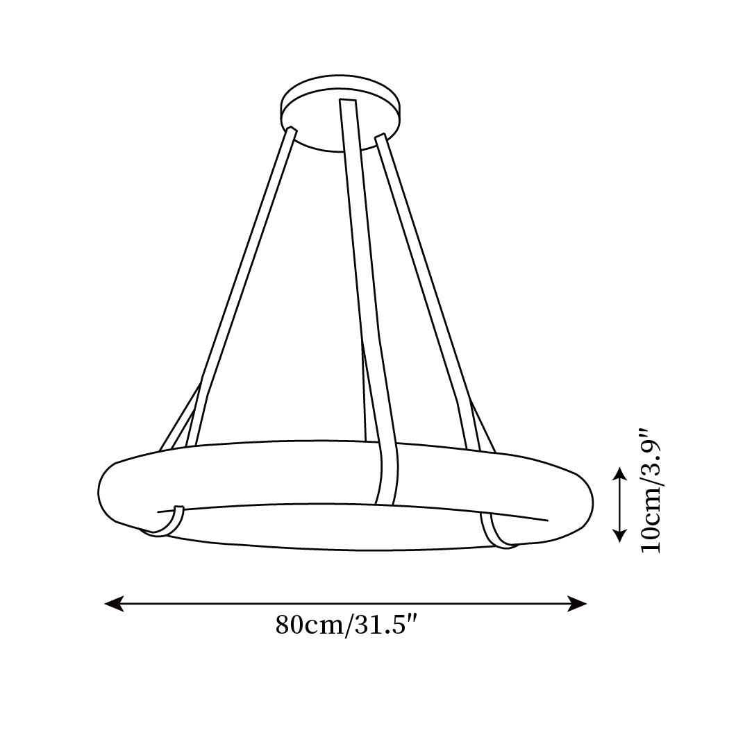 Aira Suspension Lampe Anneau en albâtre Lanières en cuir Luxe scandinave
