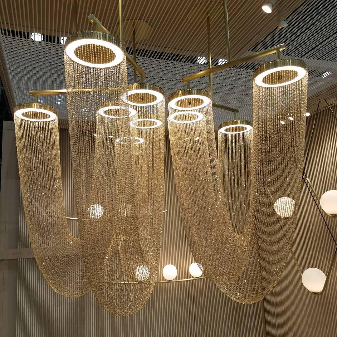 Lustra Suspension en Chaîne de Cuivre Moderne
