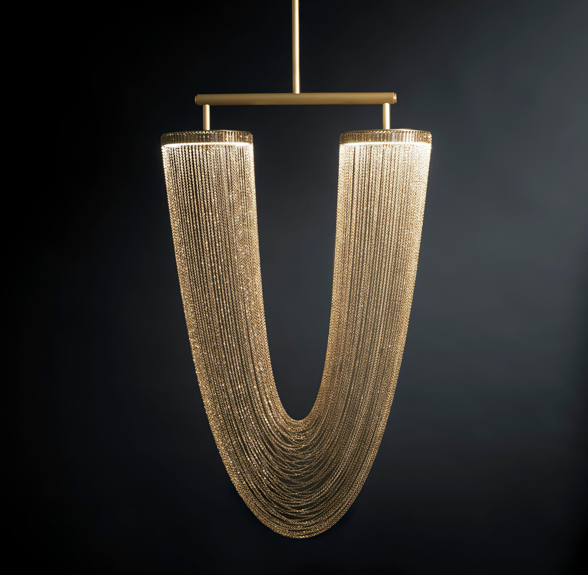Lustra Suspension en Chaîne de Cuivre Moderne
