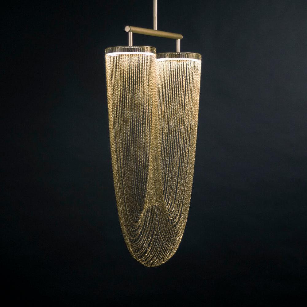 Lustra Suspension en Chaîne de Cuivre Moderne