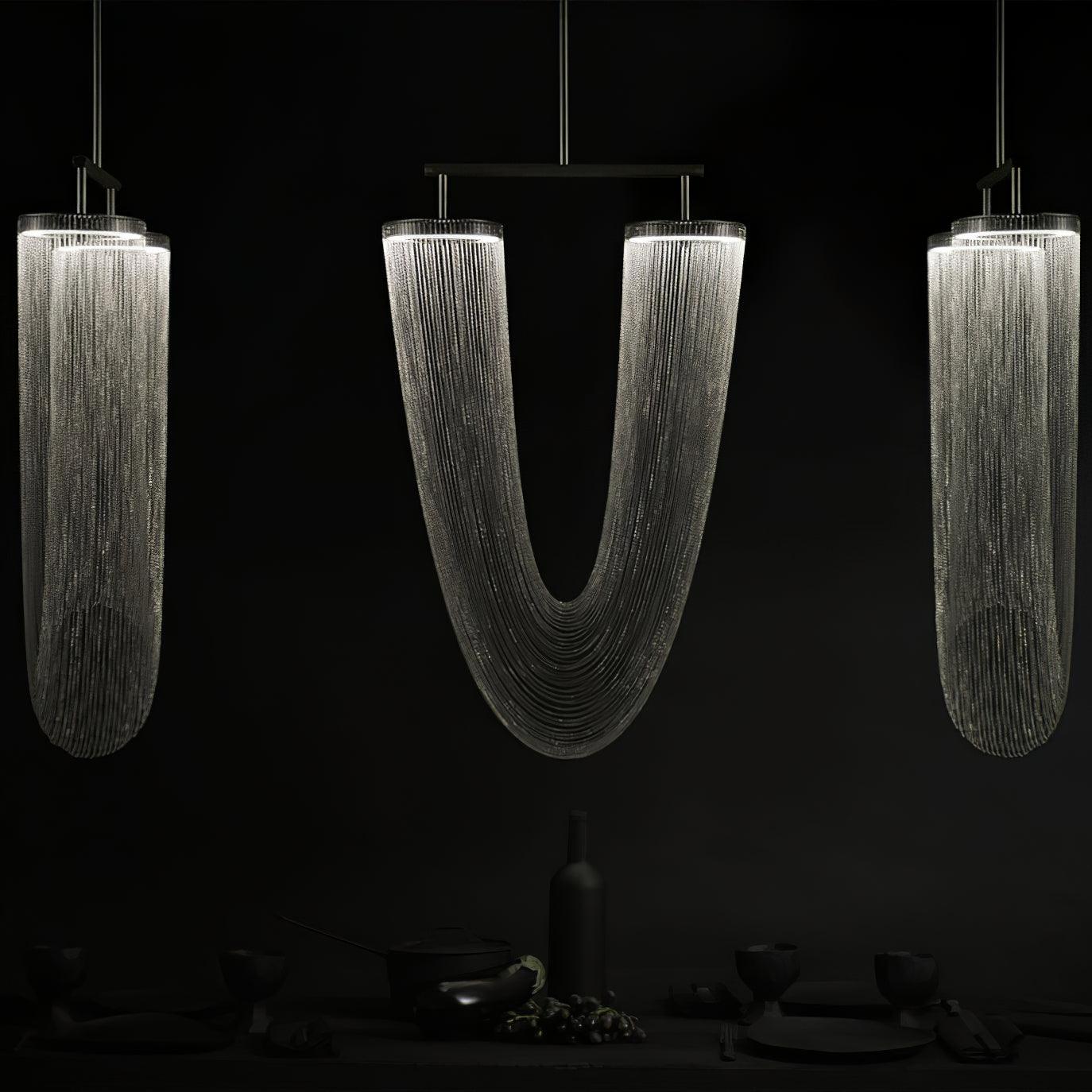 Lustra Suspension en Chaîne de Cuivre Moderne
