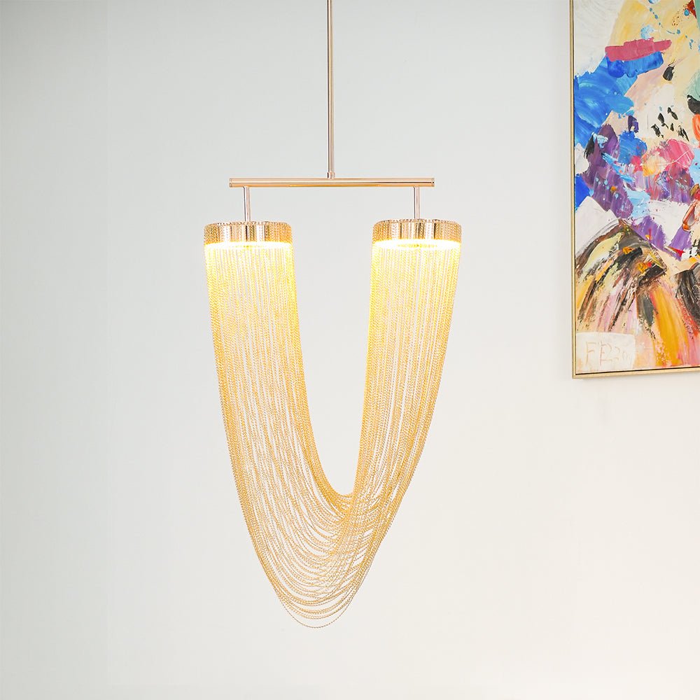 Lustra Suspension en Chaîne de Cuivre Moderne