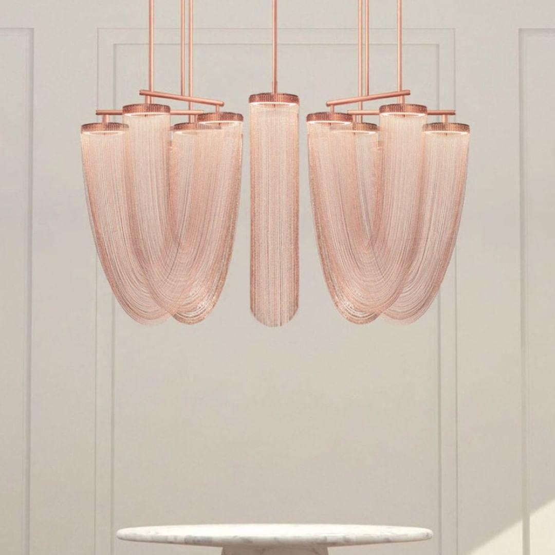 Lustra Suspension en Chaîne de Cuivre Moderne