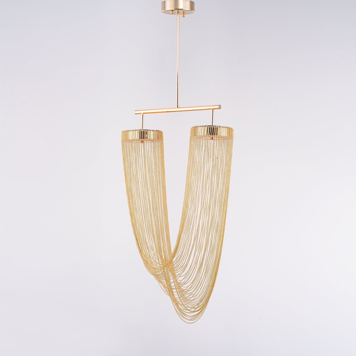 Lustra Suspension en Chaîne de Cuivre Moderne
