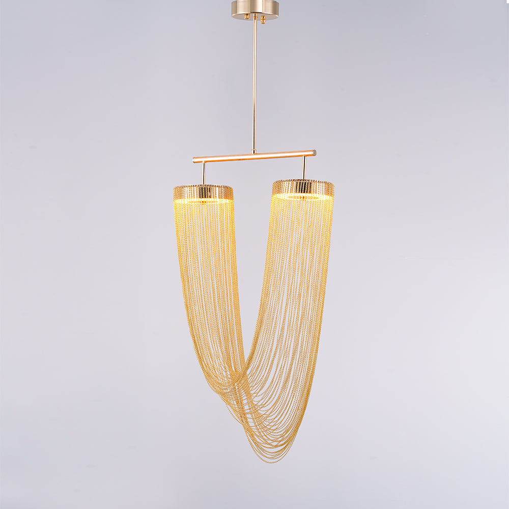 Lustra Suspension en Chaîne de Cuivre Moderne