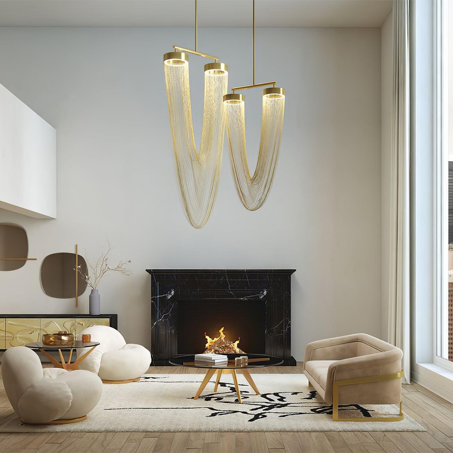 Lustra Suspension en Chaîne de Cuivre Moderne