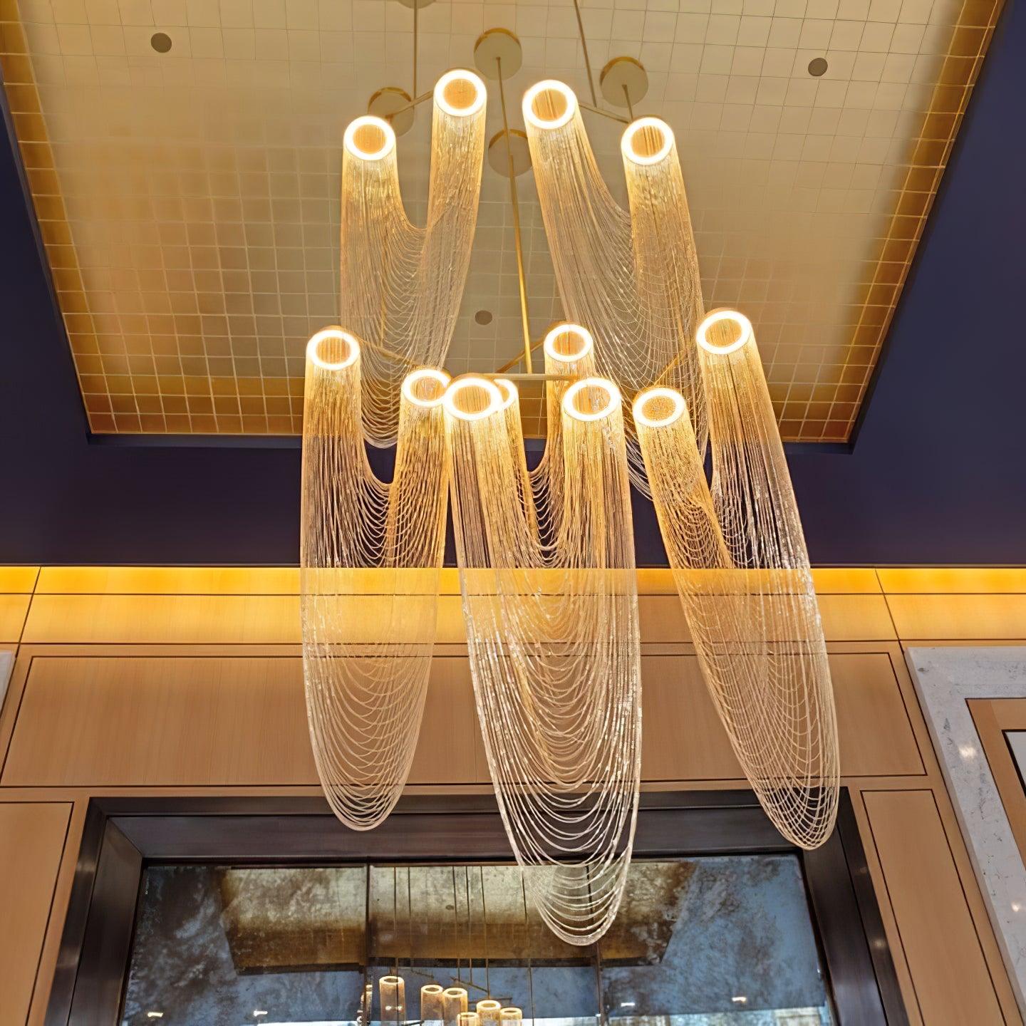 Lustra Suspension en Chaîne de Cuivre Moderne