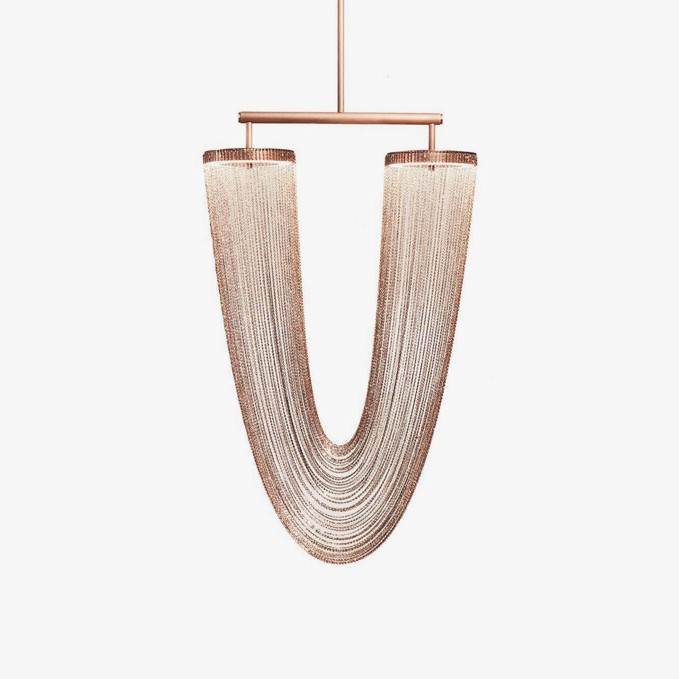 Lustra Suspension en Chaîne de Cuivre Moderne