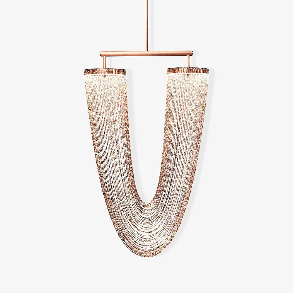 Lustra Suspension en Chaîne de Cuivre Moderne