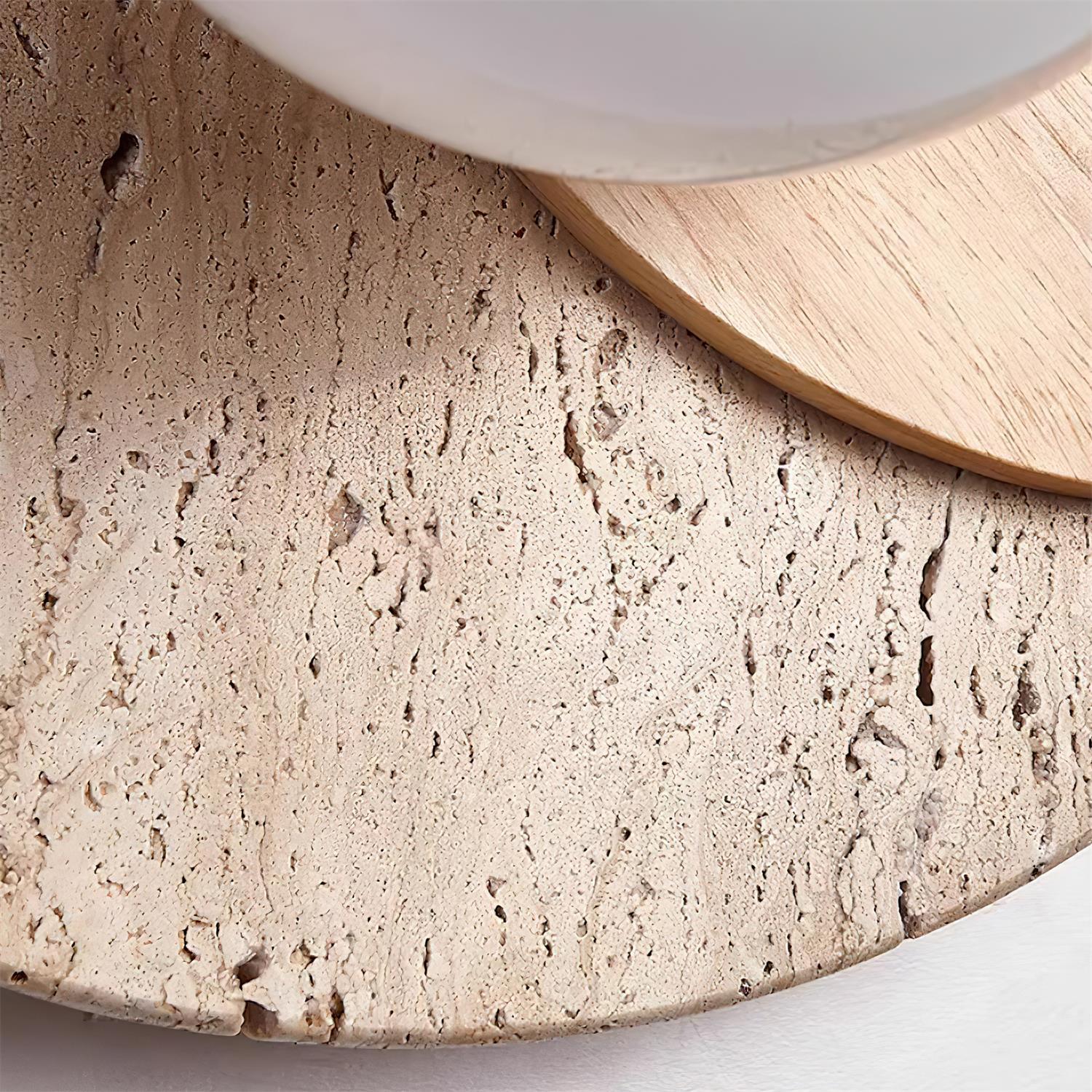 Virelli Applique Murale Disques Superposés en Travertin Bois de Noyer Scandinave
