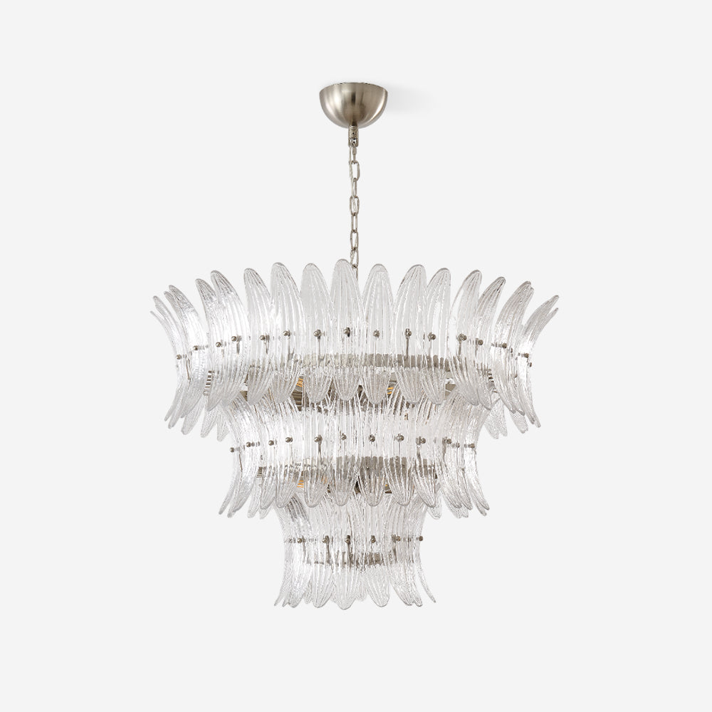 Palmette Lustre Feuille en Verre Superposée