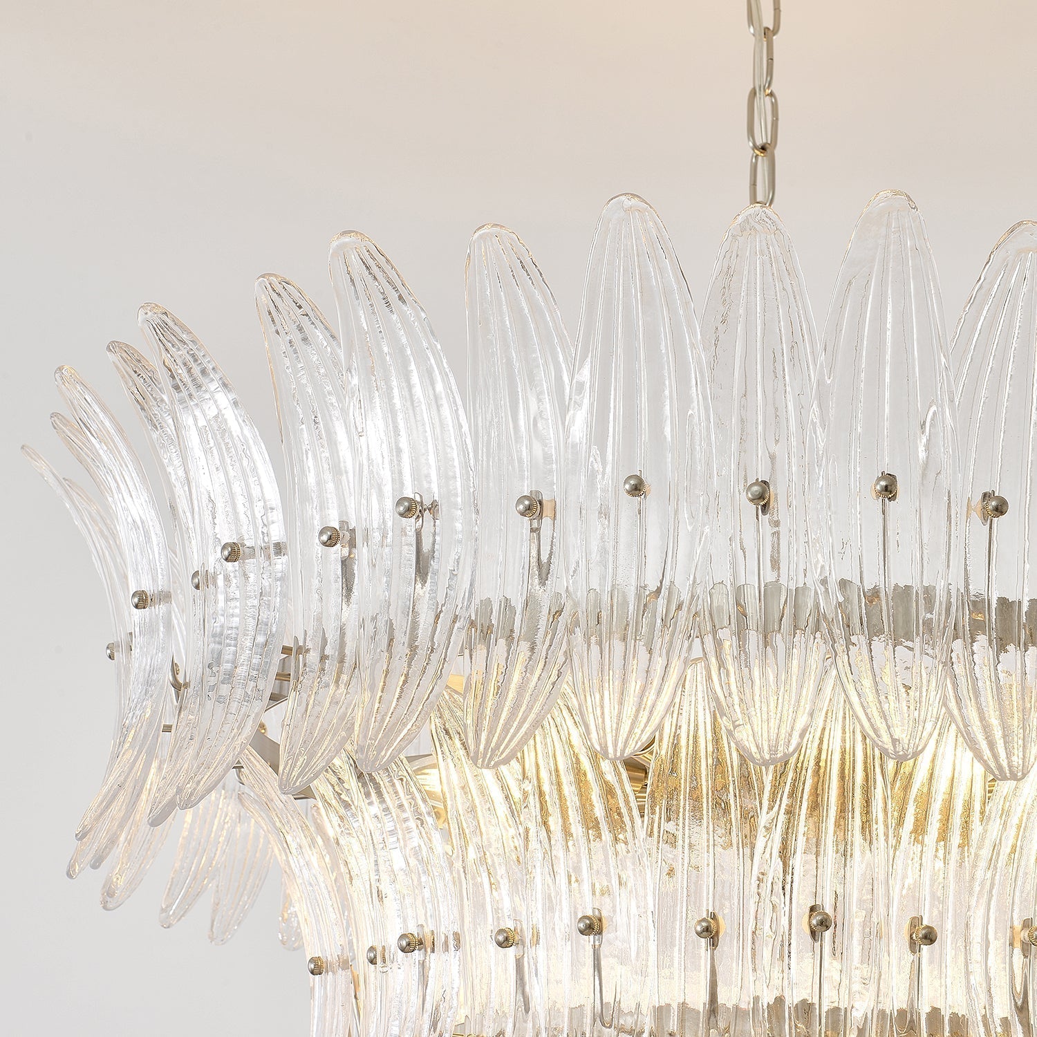 Palmette Lustre Feuille en Verre Superposée