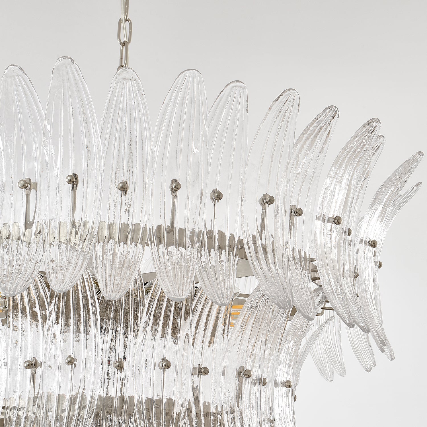 Palmette Lustre Feuille en Verre Superposée