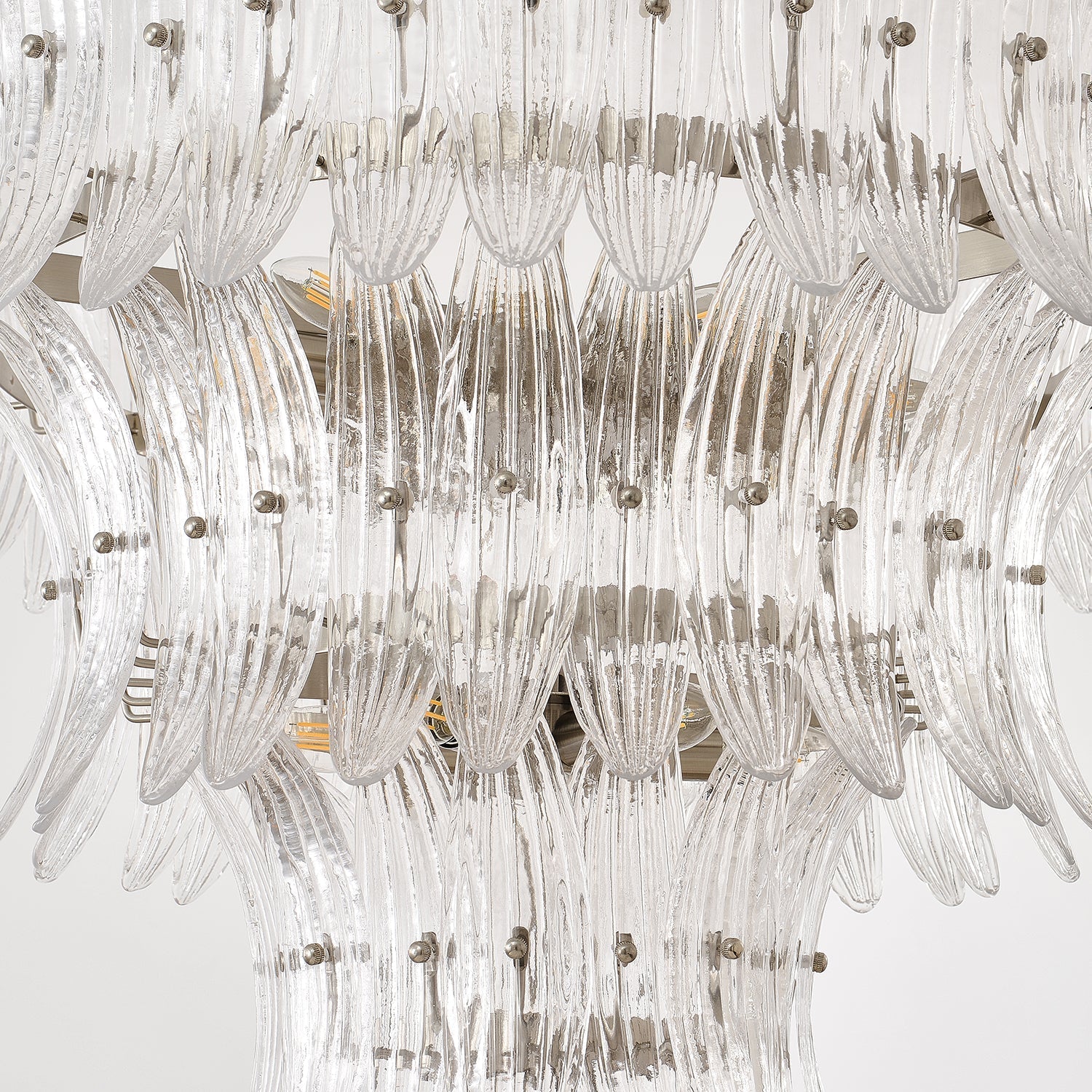 Palmette Lustre Feuille en Verre Superposée