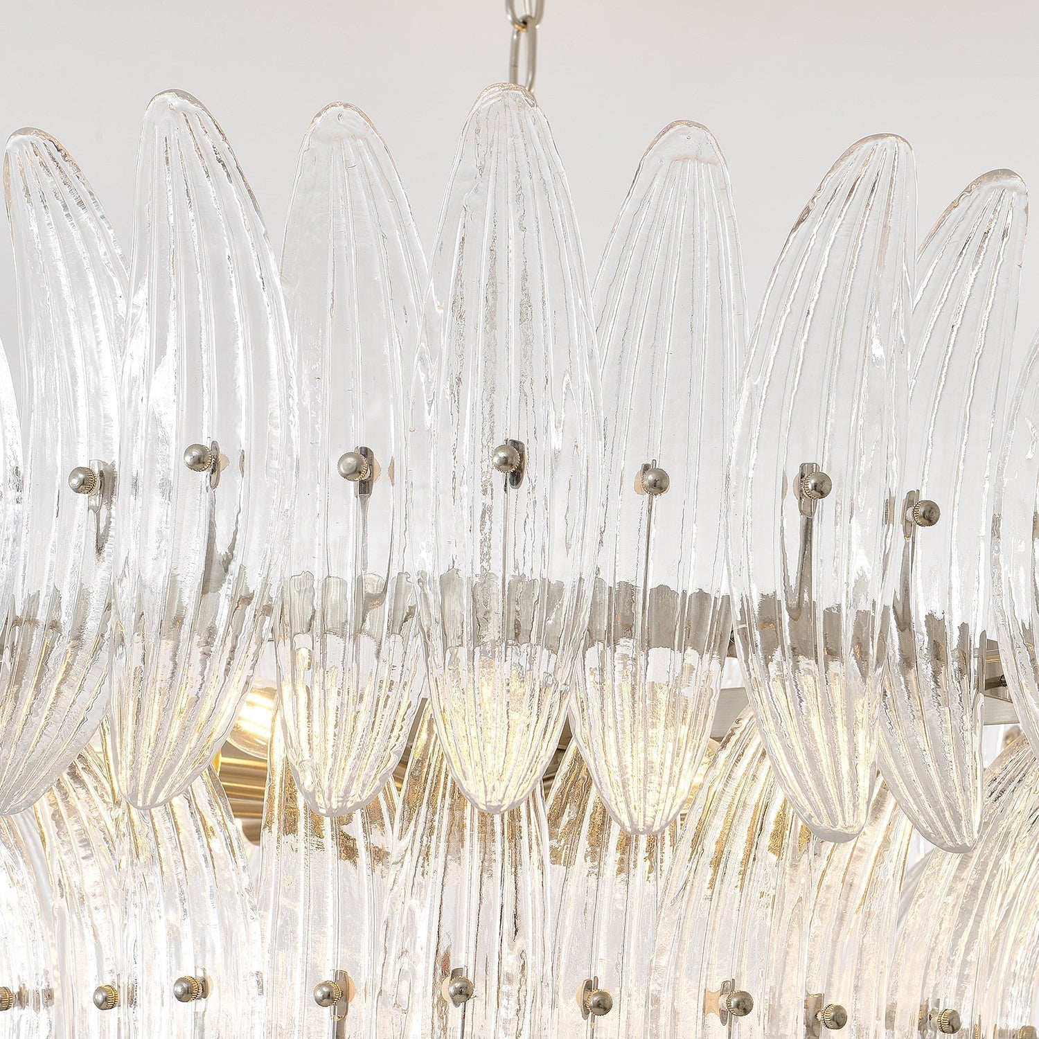 Palmette Lustre Feuille en Verre Superposée