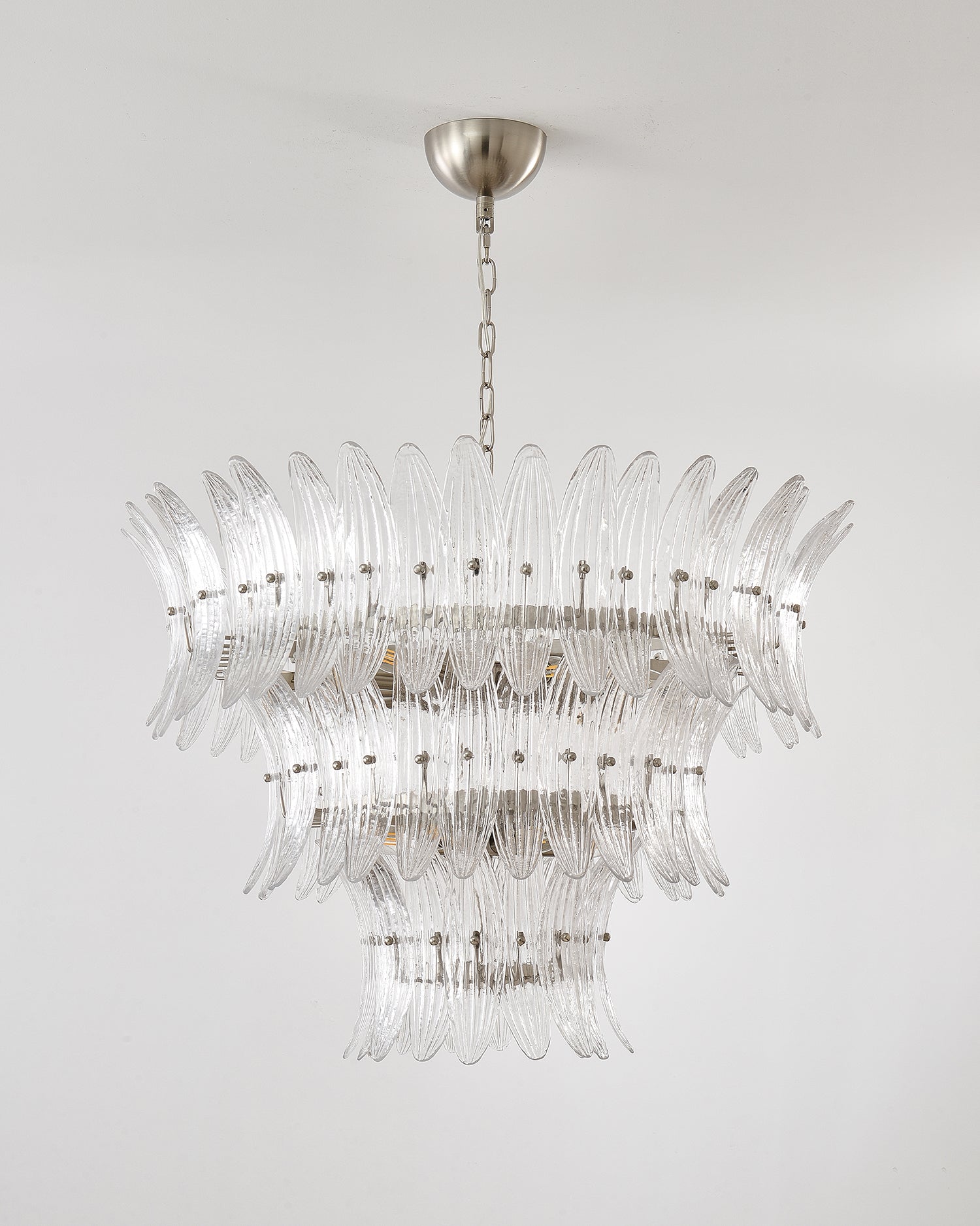 Palmette Lustre Feuille en Verre Superposée