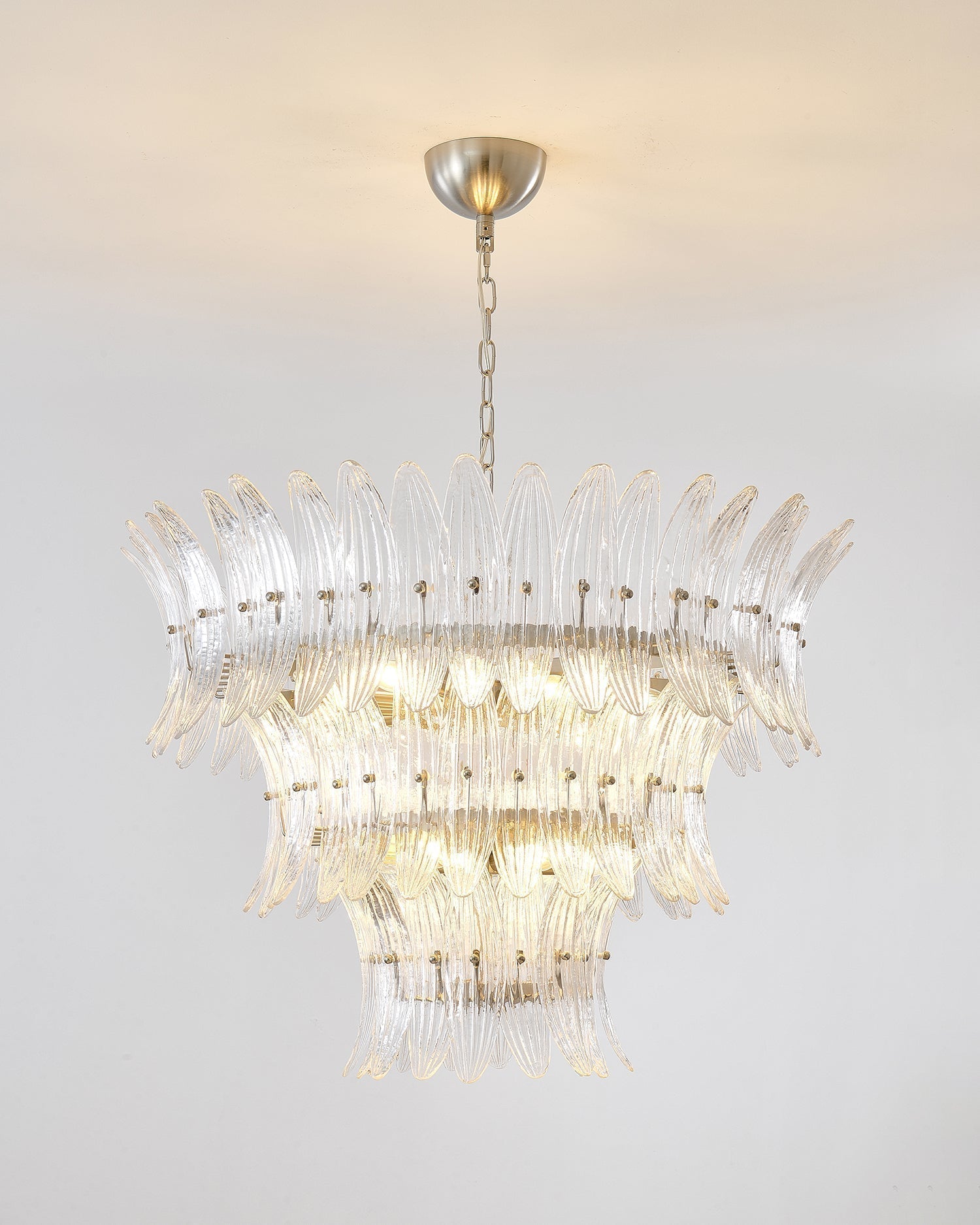 Palmette Lustre Feuille en Verre Superposée