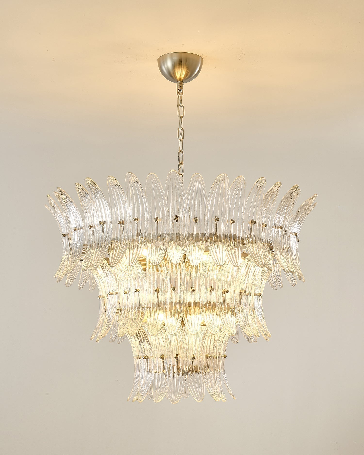 Palmette Lustre Feuille en Verre Superposée