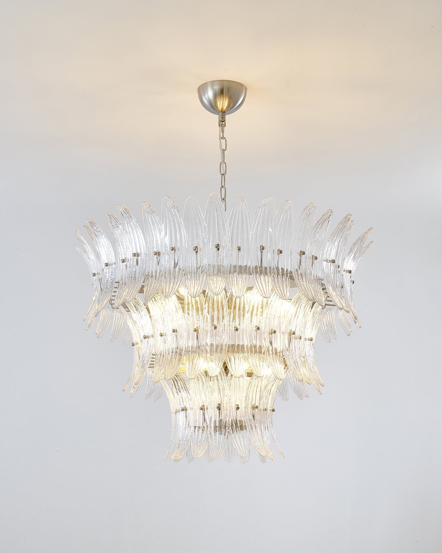 Palmette Lustre Feuille en Verre Superposée