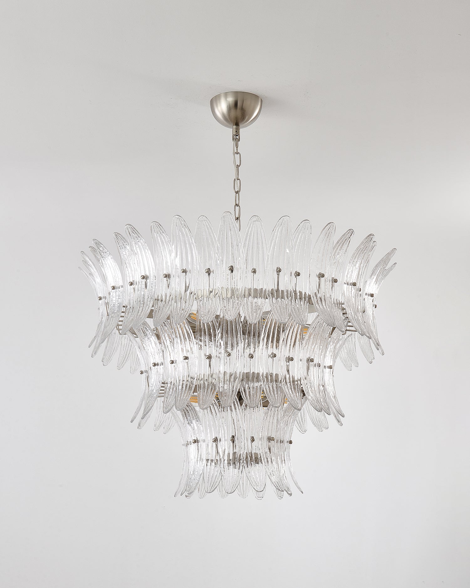 Palmette Lustre Feuille en Verre Superposée