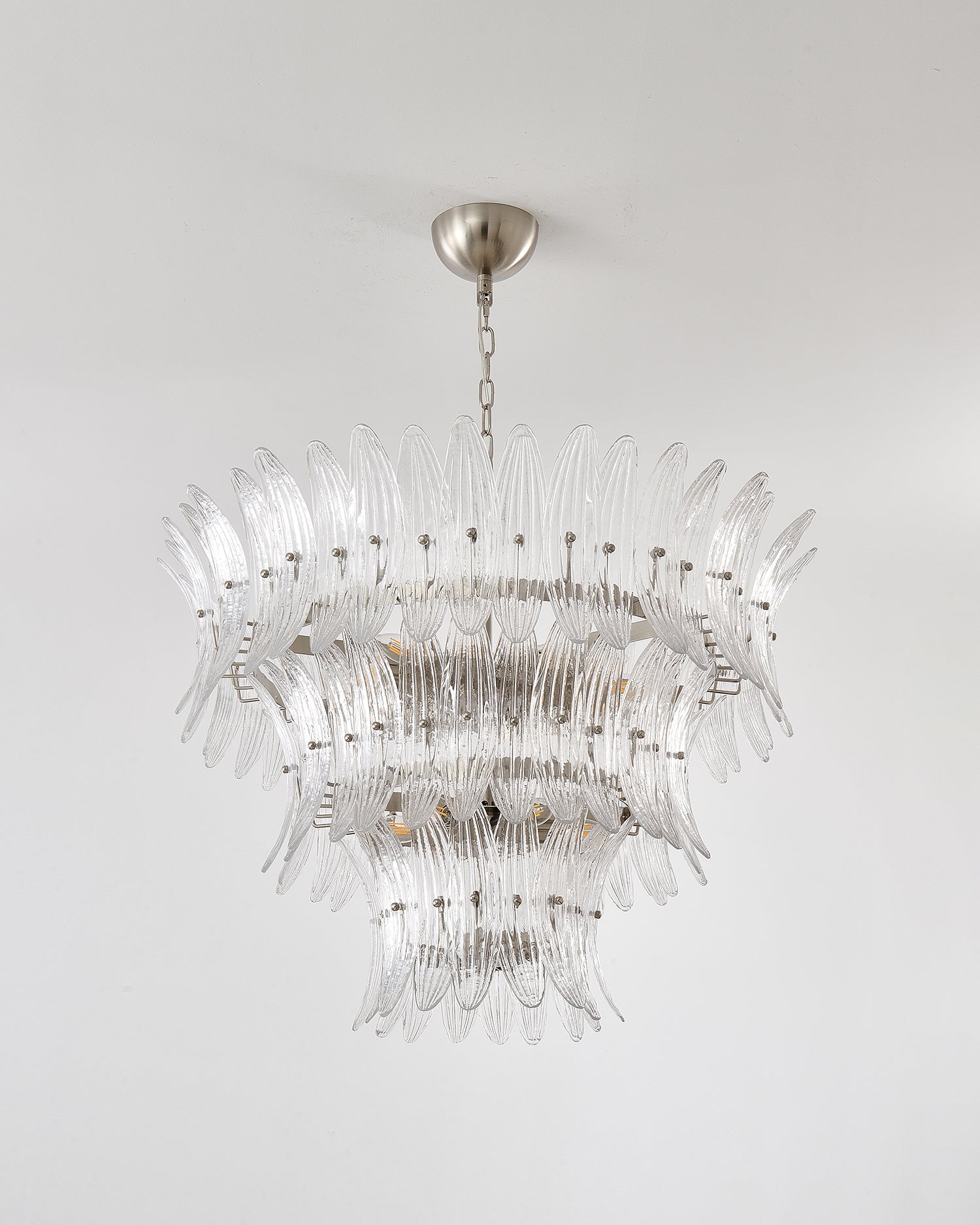 Palmette Lustre Feuille en Verre Superposée