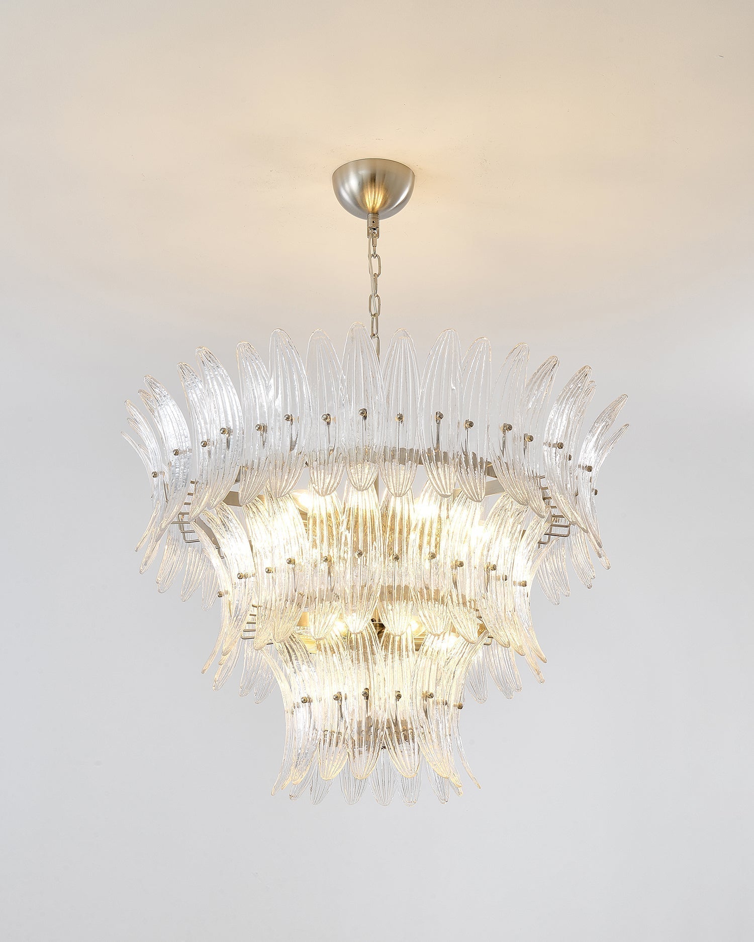 Palmette Lustre Feuille en Verre Superposée