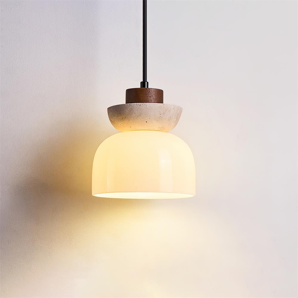 Ritta Suspension Dôme en Travertin et Verre
