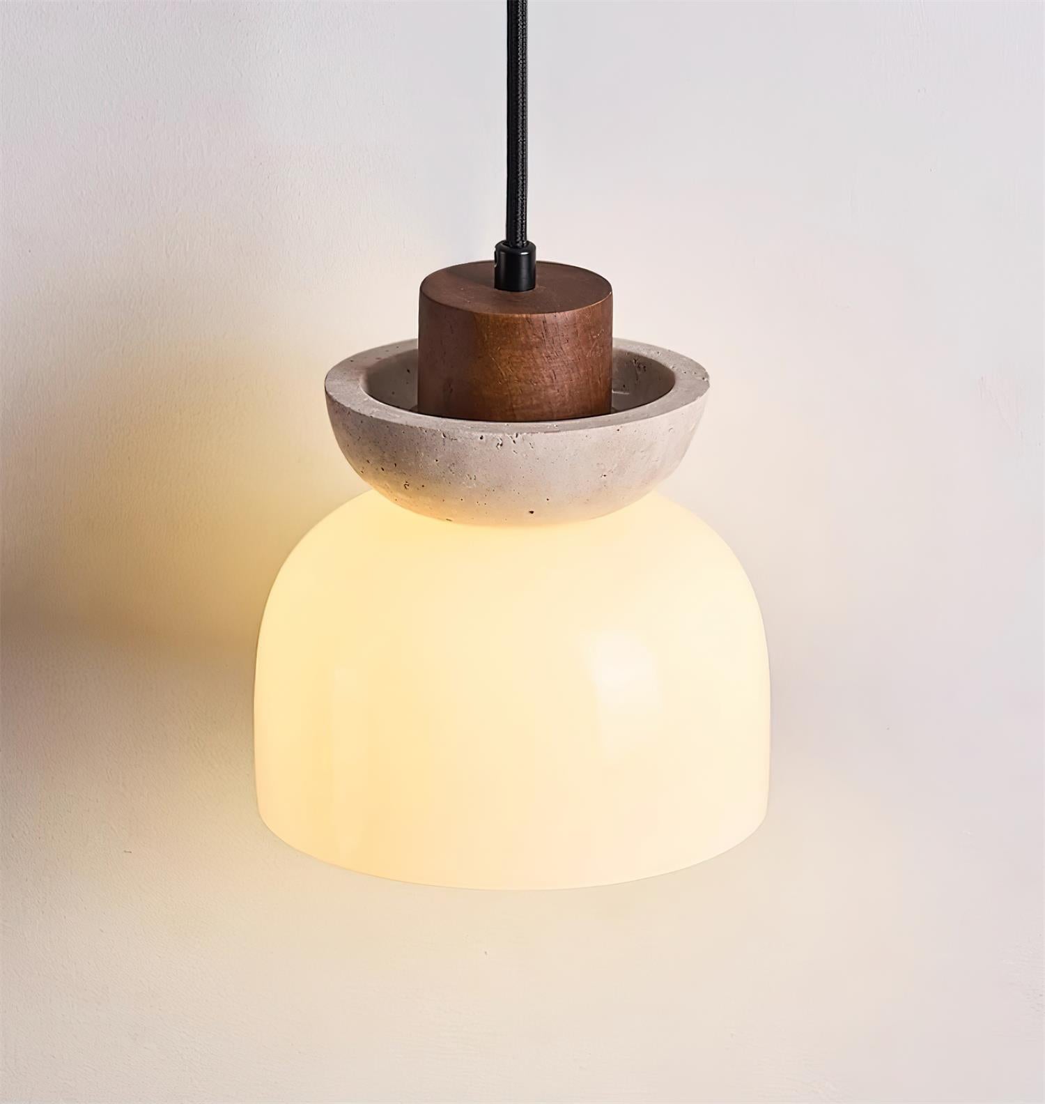 Ritta Suspension Dôme en Travertin et Verre