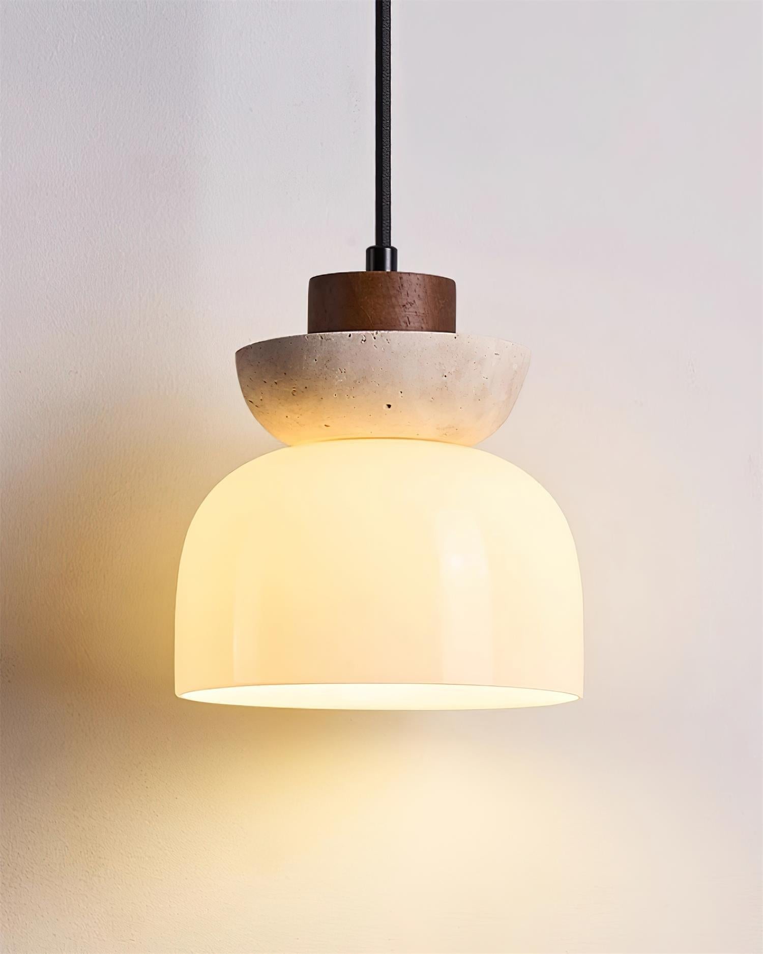 Ritta Suspension Dôme en Travertin et Verre