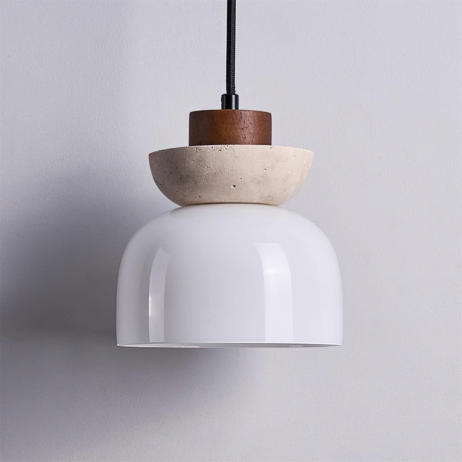 Ritta Suspension Dôme en Travertin et Verre