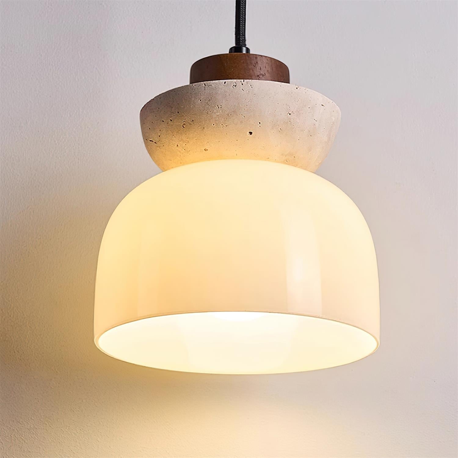 Ritta Suspension Dôme en Travertin et Verre