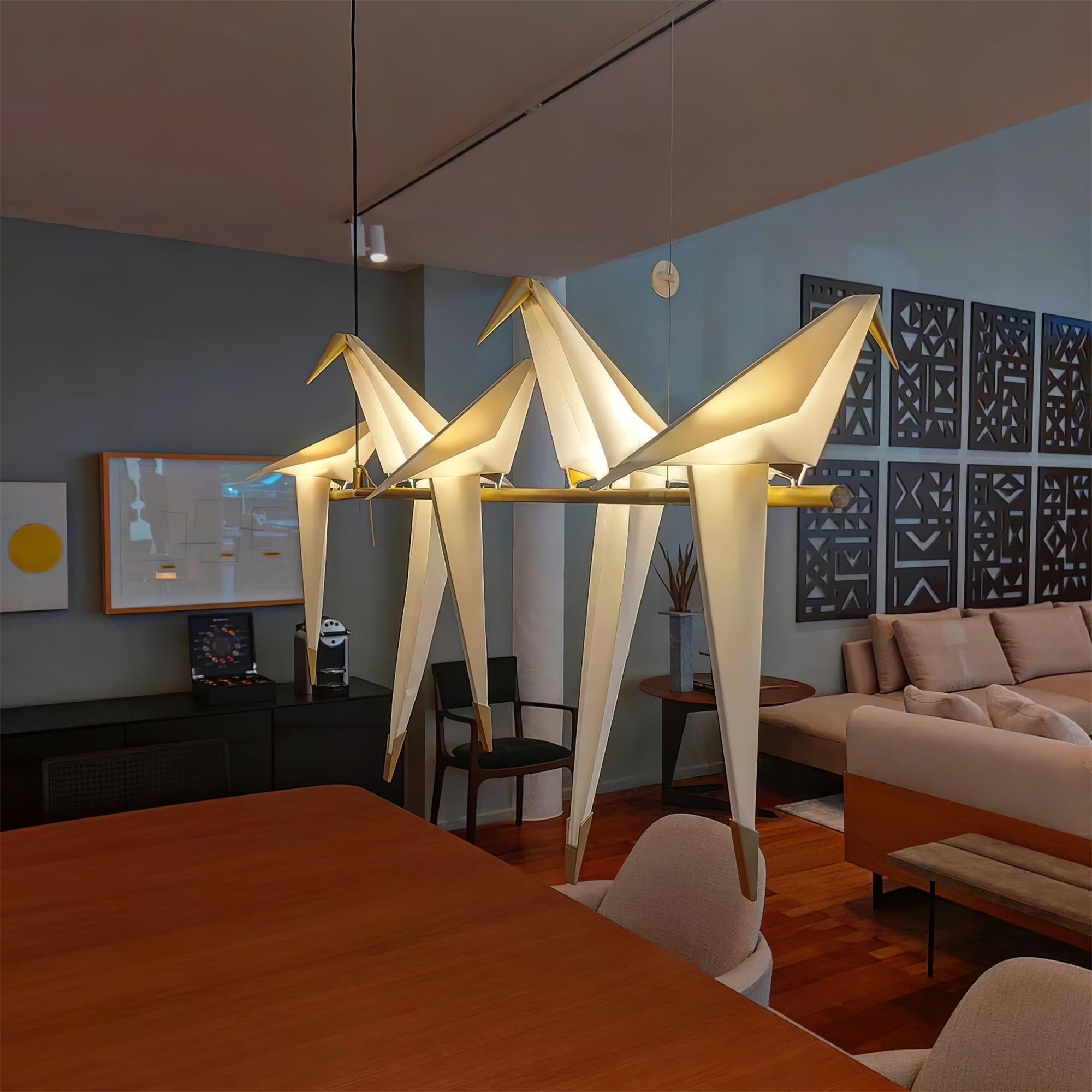 Lustra Lustre Grue en Papier Sculpturale LED
